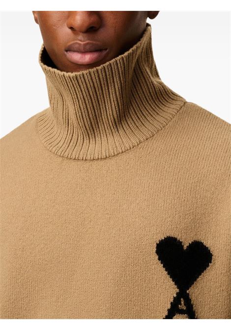 Maglione Ami de coeur in marrone caramello AMI paris - uomo AMI PARIS | UKS839018288